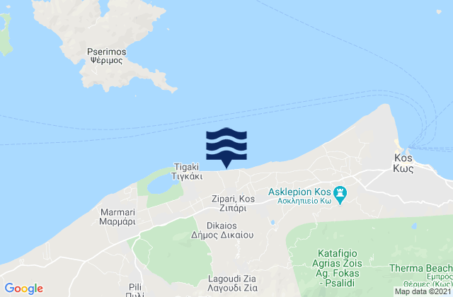 Zipari, Greece tide times map
