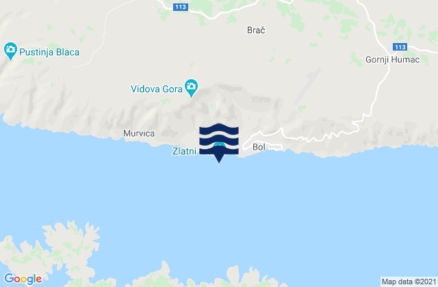 Zlatni Rat, Croatia tide times map