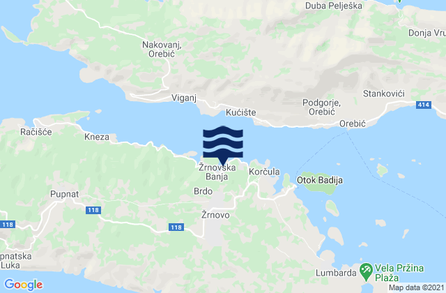 Zrnovo, Croatia tide times map