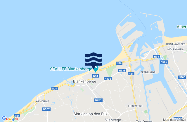 Zuienkerke, Belgium tide times map