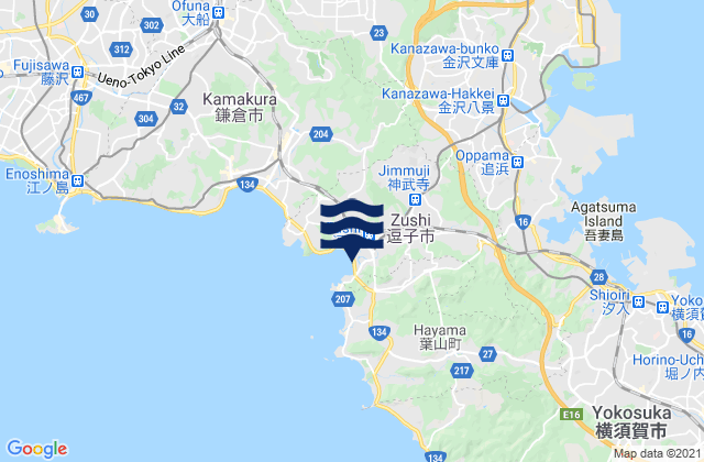 Zushi Shi, Japan tide times map