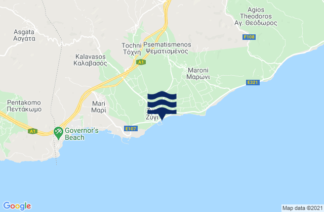 Zygi, Cyprus tide times map