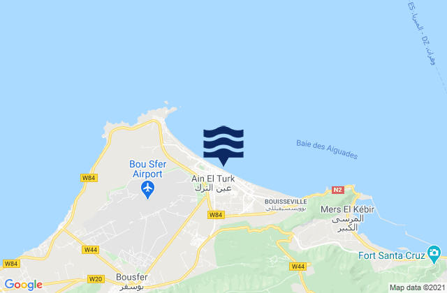 'Ain el Turk, Algeria tide times map