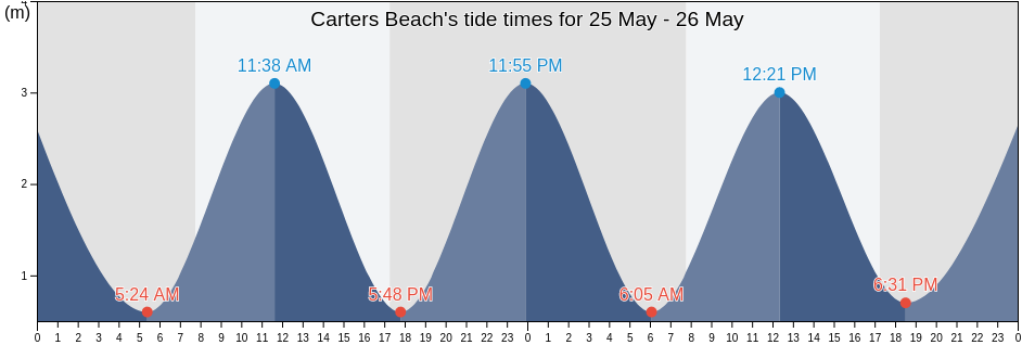 Carters Beach, West Coast, New Zealand tide chart