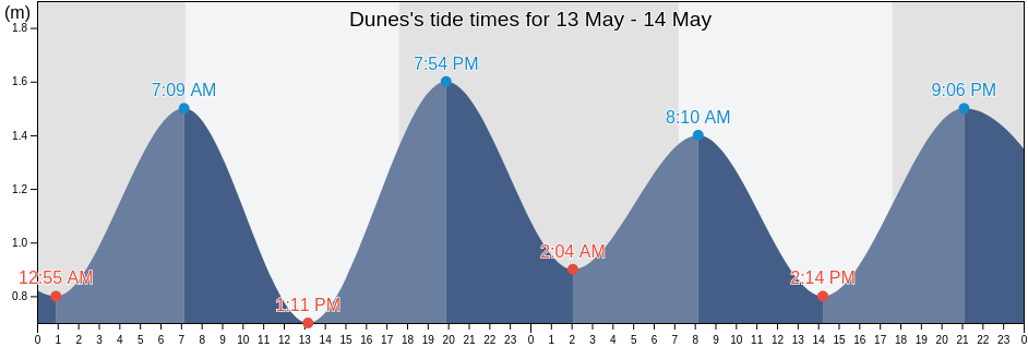 Dunes, Eden District Municipality, Western Cape, South Africa tide chart