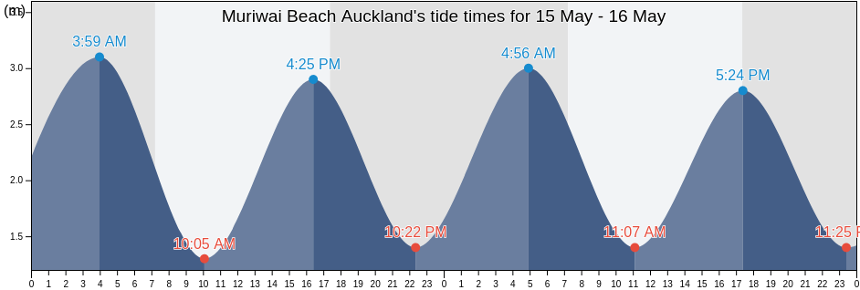 Muriwai Beach Auckland, Auckland, Auckland, New Zealand tide chart