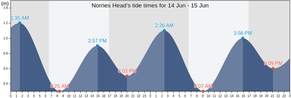 Norries Head, Tweed, New South Wales, Australia tide chart