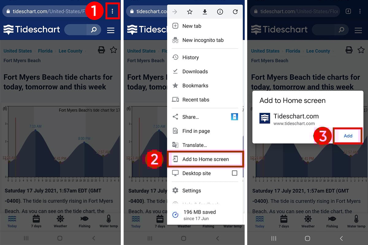 Tide Time App for iOS or Android Mobile phone or Tablet devices