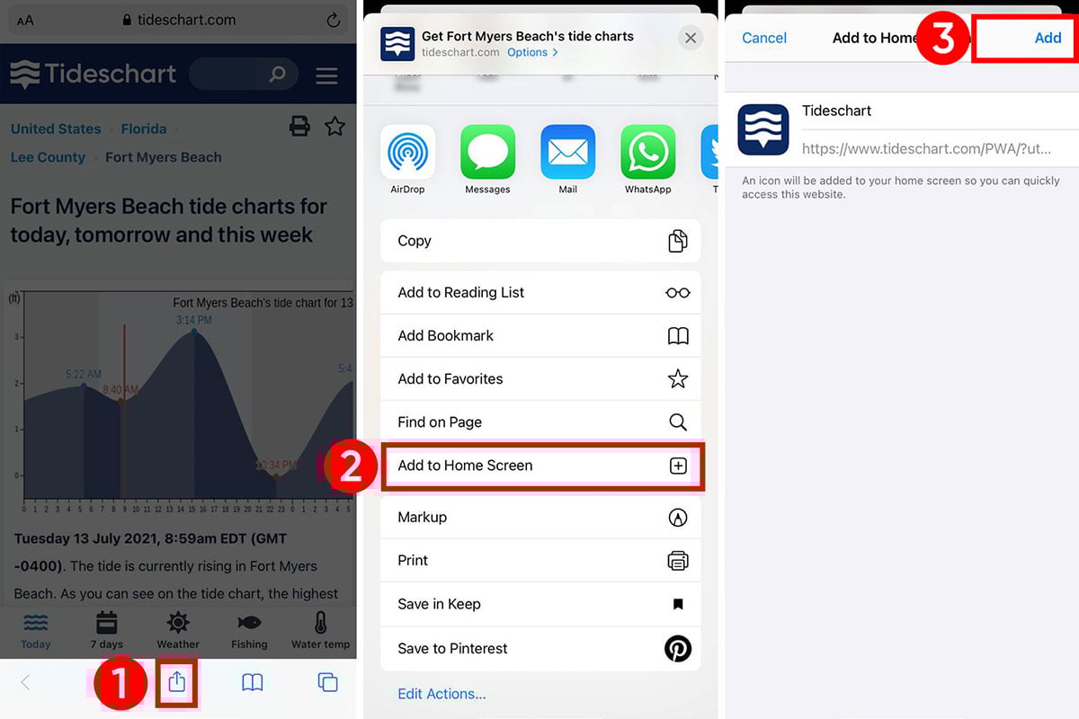 Tide Time App for iOS or Android Mobile phone or Tablet devices