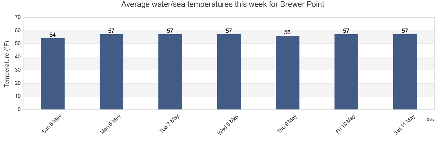 Water temperature in Brewer Point, Anne Arundel County, Maryland, United States today and this week