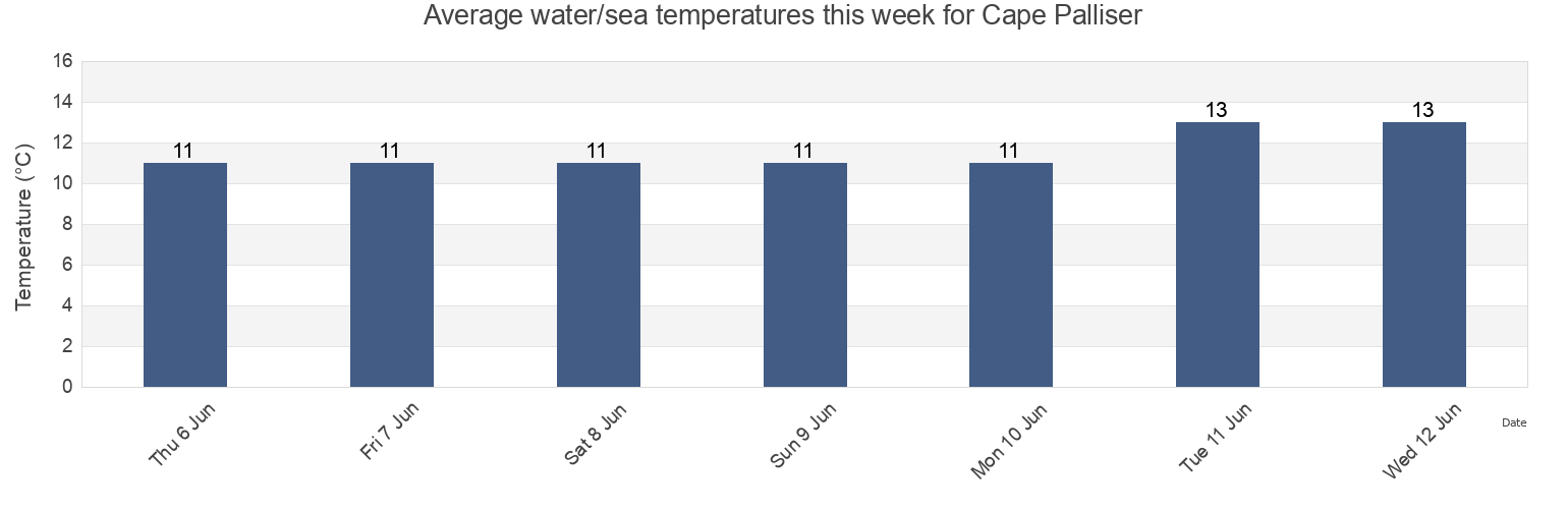 Water temperature in Cape Palliser, Wellington, New Zealand today and this week