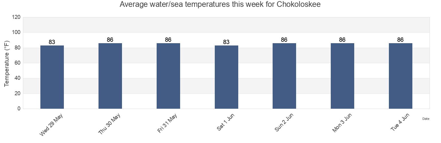 Water temperature in Chokoloskee, Collier County, Florida, United States today and this week