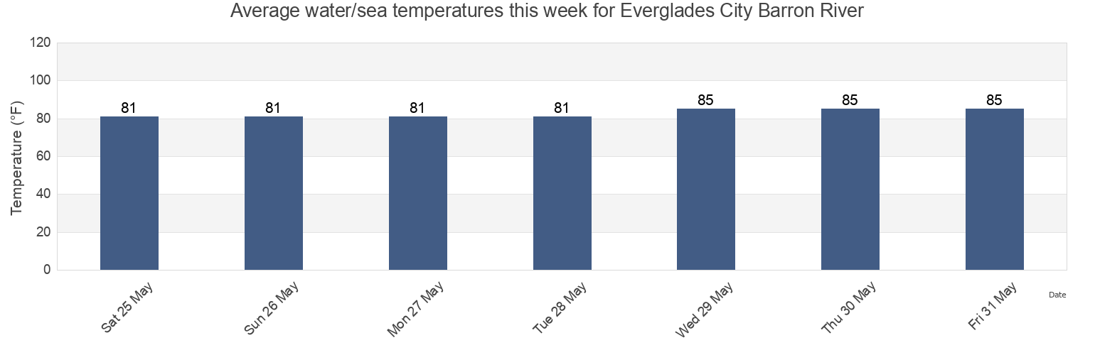 Water temperature in Everglades City Barron River, Collier County, Florida, United States today and this week