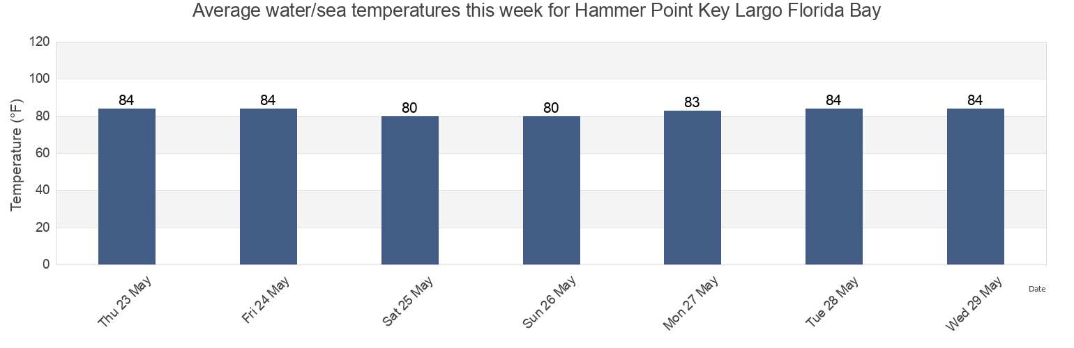 Water temperature in Hammer Point Key Largo Florida Bay, Miami-Dade County, Florida, United States today and this week