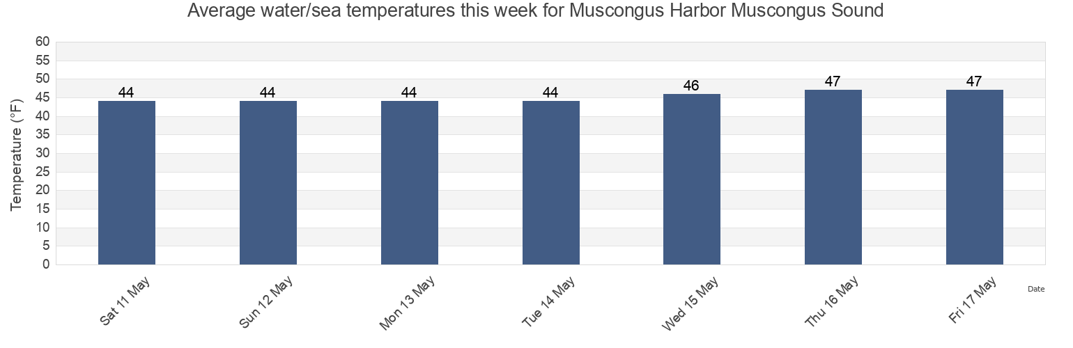 Water temperature in Muscongus Harbor Muscongus Sound, Lincoln County, Maine, United States today and this week