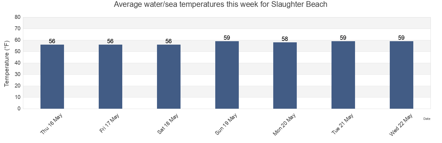 Water temperature in Slaughter Beach, Kent County, Delaware, United States today and this week