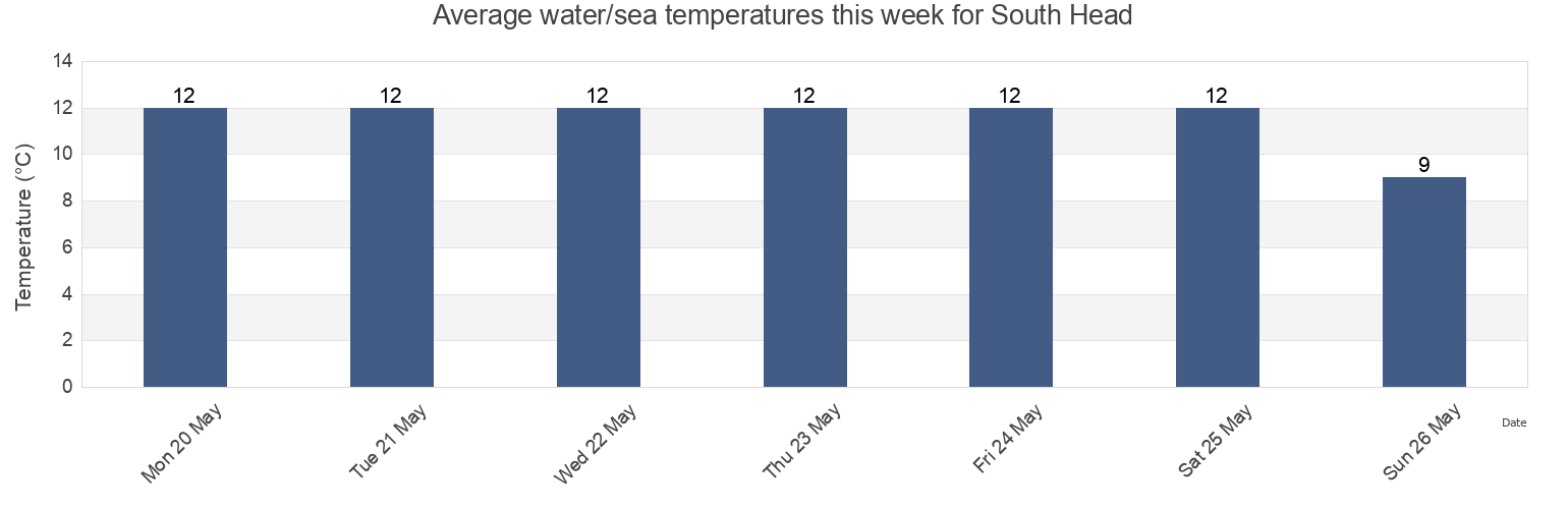 Water temperature in South Head, New Zealand today and this week
