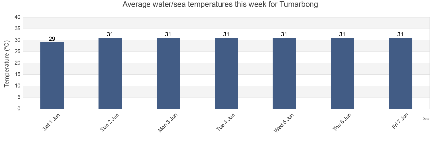 Water temperature in Tumarbong, Province of Palawan, Mimaropa, Philippines today and this week