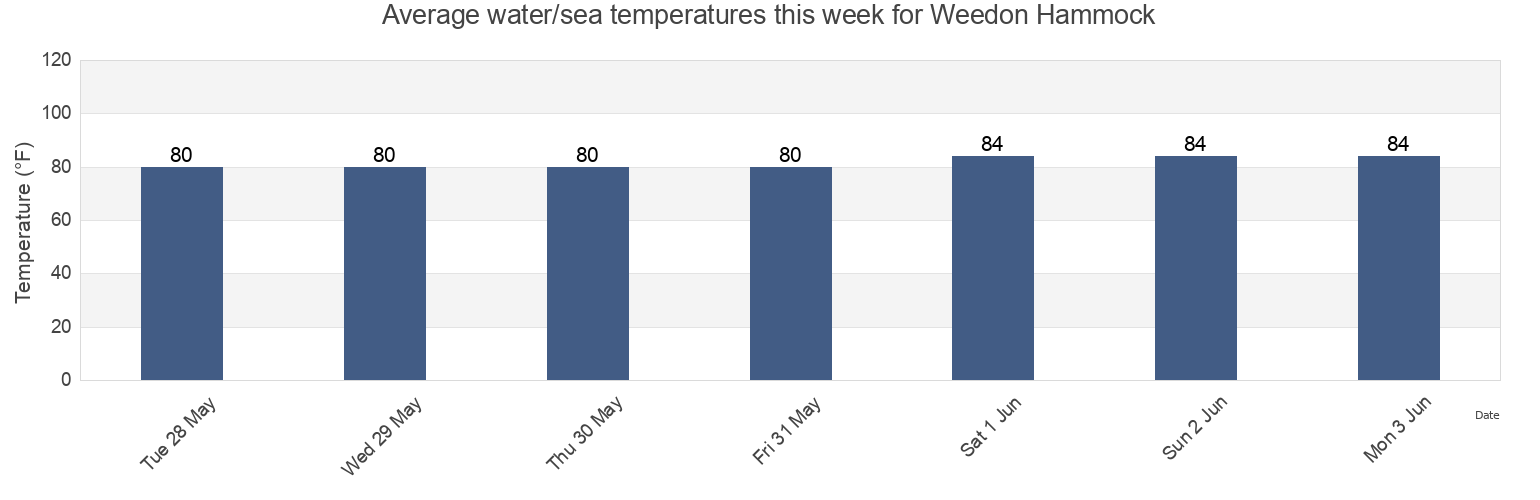 Water temperature in Weedon Hammock, Pinellas County, Florida, United States today and this week